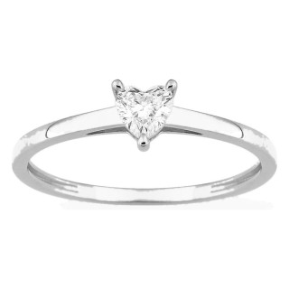 Anel solitário em ouro branco 9K com diamante criado lapidação coração 0,19 ct