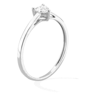 Anel solitário em ouro branco 9K com diamante criado lapidação coração 0,19 ct