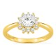 Anillo de oro amarillo 18K con diamantes creados 0,89 ct y centro talla cojín 0,70 ct