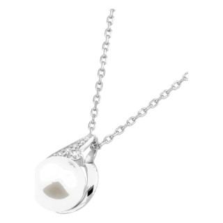 Collar de plata de ley 925 rodiada con perla de imitación y circonitas