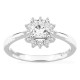Anillo de oro blanco 18K con diamantes creados 0,89 ct y centro talla cojín 0,70 ct