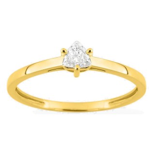Anel solitário em ouro amarelo 9K com diamante criado lapidação trillion 0,20 ct