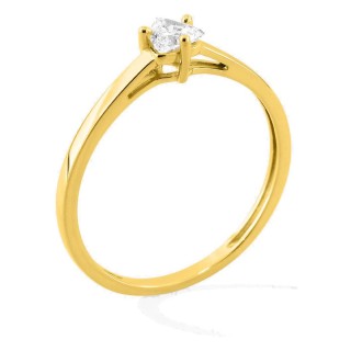Anel solitário em ouro amarelo 9K com diamante criado lapidação trillion 0,20 ct