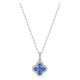 Collar flor de plata de ley 925 rodiada con circonitas blancas y azules
