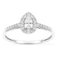 Anillo de oro blanco 9K con diamantes creados 0,38 ct y centro de talla pera 0,19 ct en halo