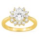 Anillo de oro amarillo 18K con diamantes creados 2,00 ct y centro talla cojín 1,50 ct