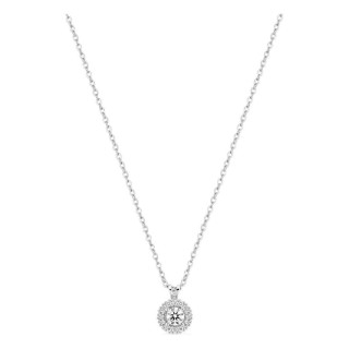Collar de oro blanco 9K con colgante redondo de 6 mm y diamantes creados 0,16 ct