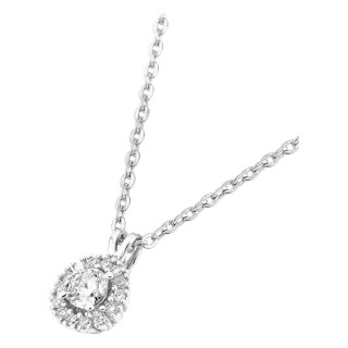 Colar em ouro branco 9K com pendente redondo de 6 mm e diamantes criados 0,16 ct