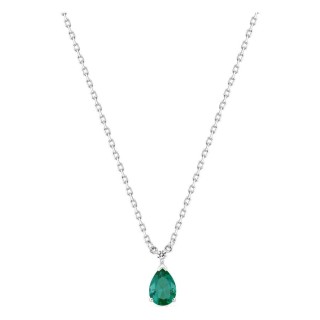 Collar de plata de ley 925 rodiada con circonitas verde y blanca