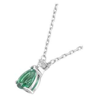 Colar em prata de lei 925 ródiada com zircónias verde e branca