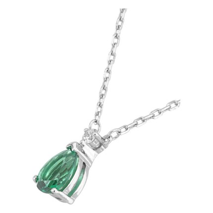 Colar em prata de lei 925 ródiada com zircónias verde e branca