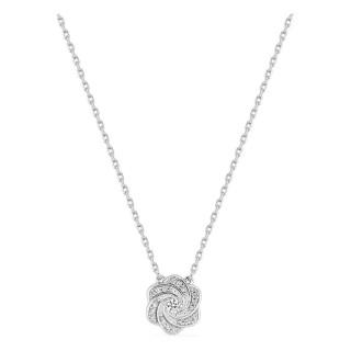 Collar de plata de ley 925 rodiada con colgante de flor en espiral y circonitas