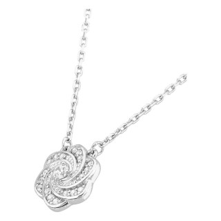 Collar de plata de ley 925 rodiada con colgante de flor en espiral y circonitas