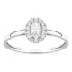 Anillo de oro blanco 9K con diamantes creados 0,30 ct y centro ovalado 0,20 ct en halo