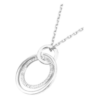 Collar de plata de ley 925 rodiada con colgante de dobles círculos