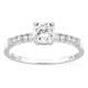 Anel solitário acompanhado em ouro branco 18K com diamantes criados 0,85 ct lapidação almofada