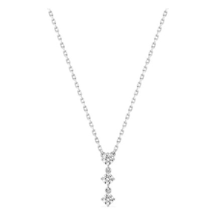 Collar trilogía de plata de ley 925 con circonitas blancas y cadena forzada