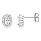 Brincos de pressão em ouro branco 9K com diamantes criados 0,60 ct e centro oval em halo