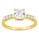 Anillo solitario acompañado de oro amarillo 18K con diamantes creados 1,21 ct talla cojín