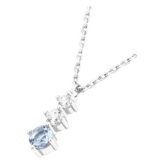 Collar trilogía de plata de ley 925 rodiada con circonitas azul y blancas