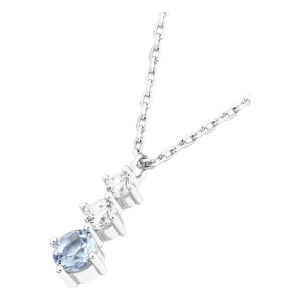 Colar trilogia em prata de lei 925 ródiada com zircónias azul e brancas