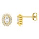 Brincos de pressão em ouro amarelo 9K com diamantes criados 0,60 ct e centro oval em halo