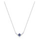 Collar de plata de ley 925 rodiada con motivo en V y circonitas azul y blancas
