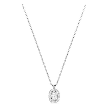 Colar em ouro branco 9K com pendente de 8x6 mm e diamantes criados 0,30 ct
