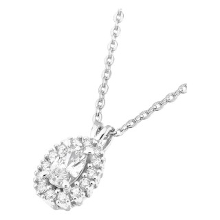 Colar em ouro branco 9K com pendente de 8x6 mm e diamantes criados 0,30 ct