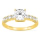 Anillo solitario acompañado de oro amarillo 18K con diamantes creados 1,82 ct talla cojín