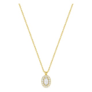 Collar de oro amarillo 9K con colgante de 8x6 mm y diamantes creados 0,30 ct