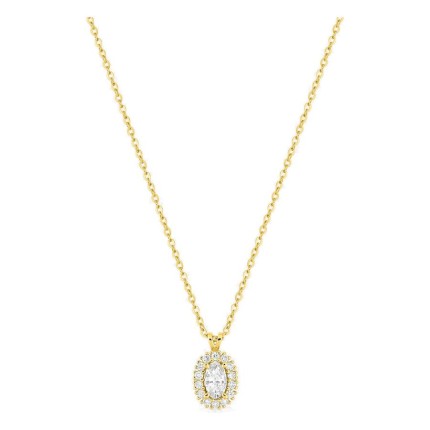 Colar em ouro amarelo 9K com pendente de 8x6 mm e diamantes criados 0,30 ct