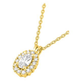 Colar em ouro amarelo 9K com pendente de 8x6 mm e diamantes criados 0,30 ct