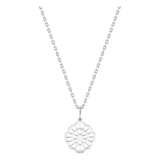 Collar de plata de ley 925 rodiada con colgante floral de fantasía