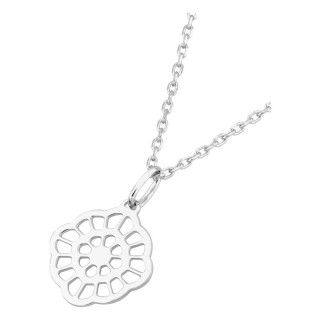 Collar de plata de ley 925 rodiada con colgante floral de fantasía