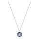 Collar flor de plata de ley 925 rodiada con circonitas azules y azul cielo