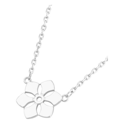 Colar flor em prata de lei 925 ródiada