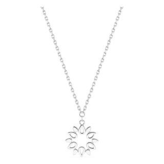 Collar de plata de ley 925 rodiada con motivo de flor