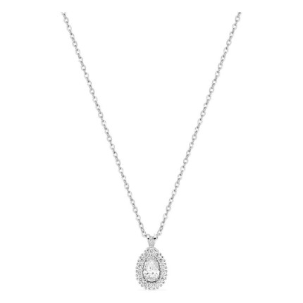 Collar de oro blanco 9K con colgante de 8x6 mm y diamantes creados 0,29 ct