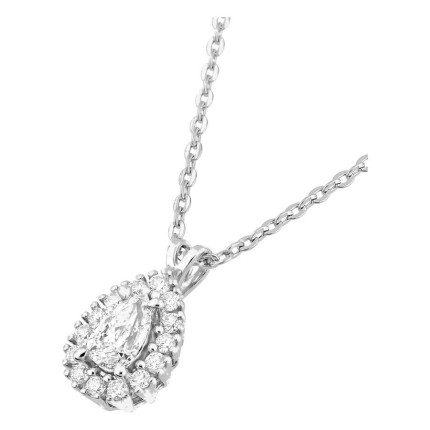 Colar em ouro branco 9K com pendente de 8x6 mm e diamantes criados 0,29 ct