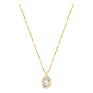 Colar em ouro amarelo 9K com pendente de 8x6 mm e diamantes criados 0,29 ct
