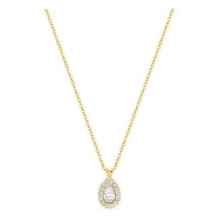 Collar de oro amarillo 9K con colgante de 8x6 mm y diamantes creados 0,29 ct
