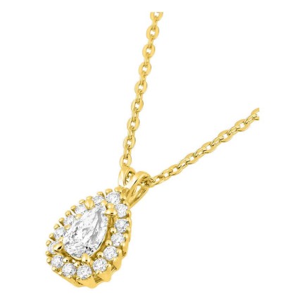 Colar em ouro amarelo 9K com pendente de 8x6 mm e diamantes criados 0,29 ct