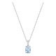 Collar de plata de ley 925 rodiada con circonita ovalada azul cielo 8x6 mm