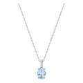Colar em prata de lei 925 ródiada com zircónia oval azul-céu 8x6 mm