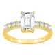 Anillo solitario acompañado de oro amarillo 18K con diamantes creados 1,82 ct talla esmeralda