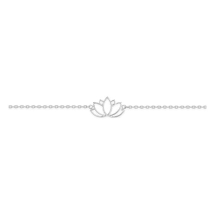 Pulsera de plata de ley 925 rodiada con motivo de flor de loto