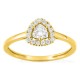 Anillo de oro amarillo 9K con diamantes creados 0,31 ct y centro de talla trillón 0,20 ct en halo