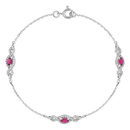 Pulsera flexible de plata de ley 925 con circonitas rosas y motivos repetidos
