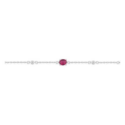 Pulsera de plata de ley 925 rodiada con circonitas rojas